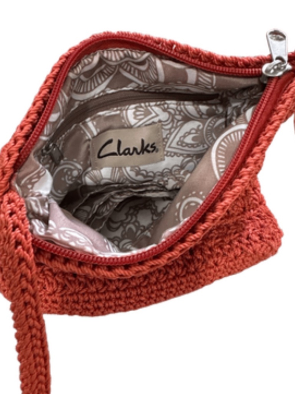 Clarks Boho-Chic Woven Crossbody Purse- In Burnt Orange - Picture 5 of 6
